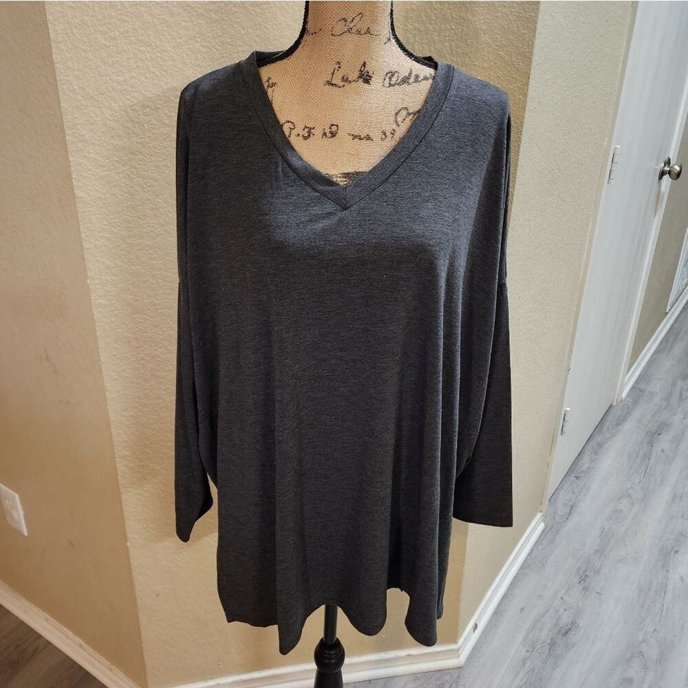 Zenana super soft long sleeve grey tunic plus size 2X